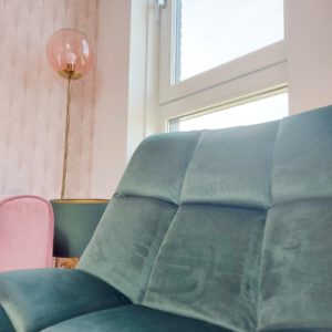 Fluwelen groene fauteuil Dutchbone lounge chair